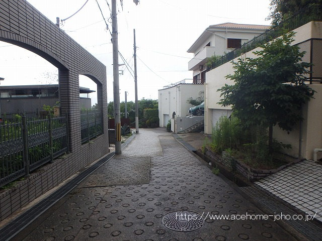 東側道路から南へ望む