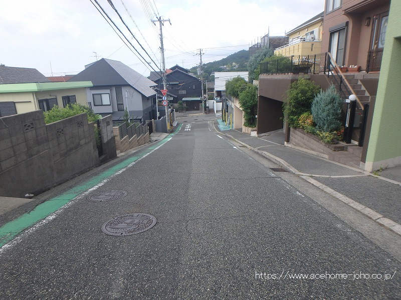 北西側公道から南西へ