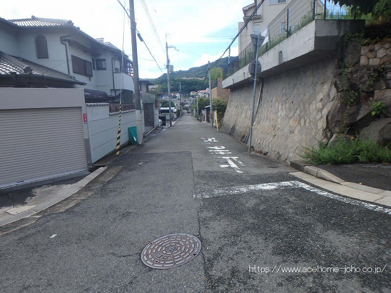 南側公道から西へ望む