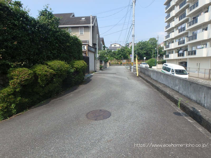 北側公道から西へ望む