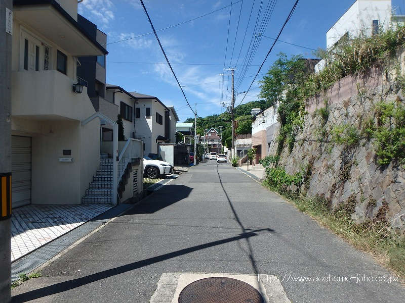 北側公道から西へ望む