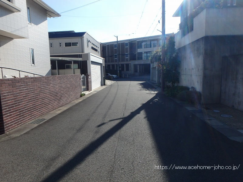 西側道路から南へ望む