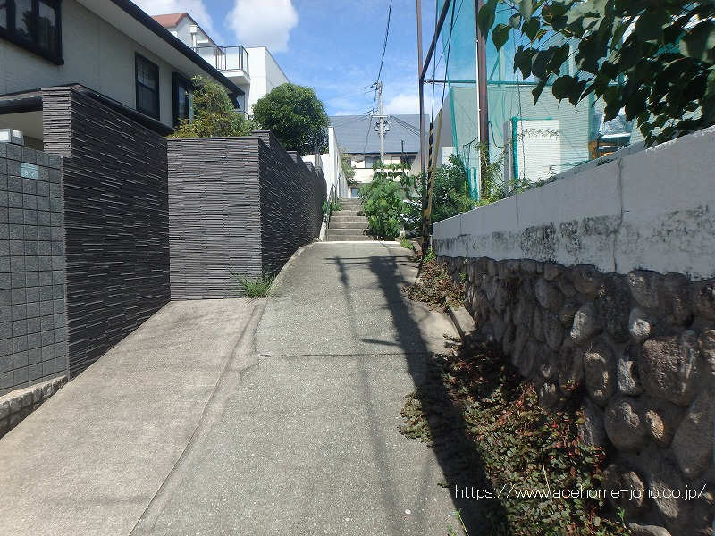 東側道路から北へ望む