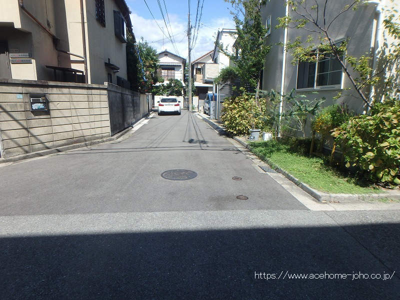 西側道路から北へ望む