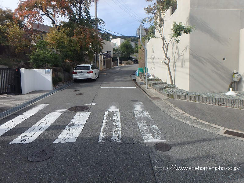 南西側公道から北西へ