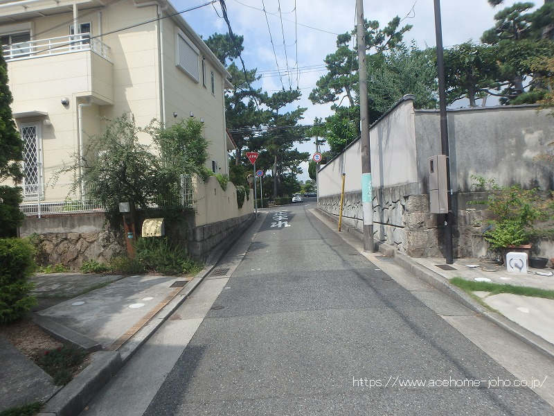 北側公道から西へ望む