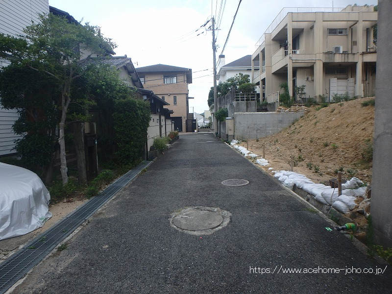 南側道路から西へ望む