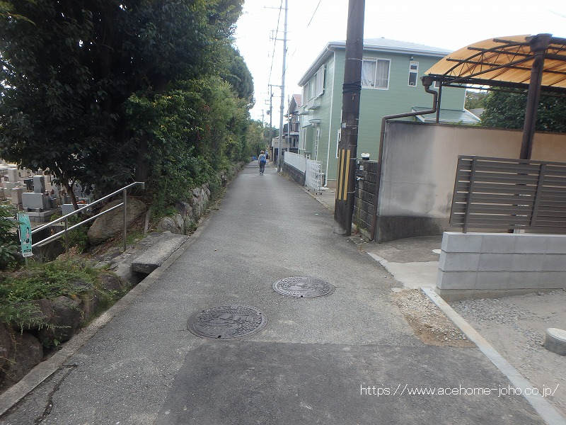 東側道路から南へ望む
