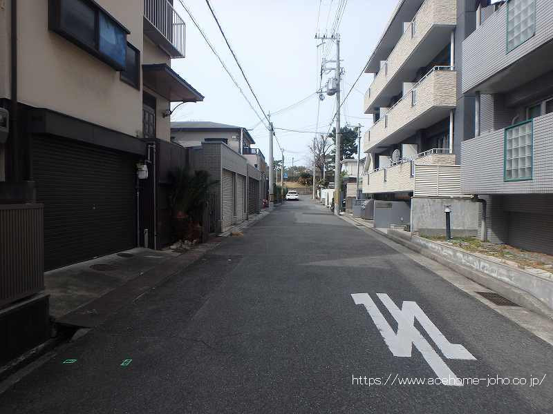 北側公道から西へ望む