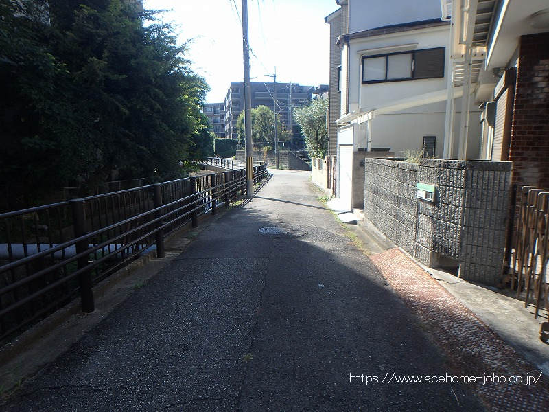 南東側公道から南西へ